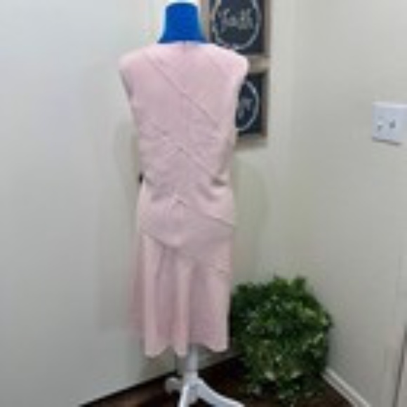 THEORY Blush Pink Fit & Flare Stretch Dress Sleeveless Lined 12 - Picture 8 of 10